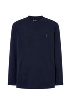 Camiseta Pijama Hombre Manga Larga Tapeta Algodón Lisa - Marino 7526_39