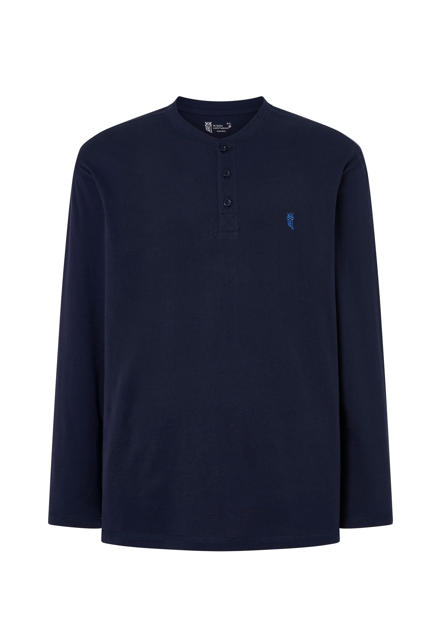 Camiseta Pijama Hombre Manga Larga Tapeta Algodón Lisa - Marino 7526_39