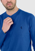 Camiseta Pijama Hombre Manga Larga Tapeta Algodón Lisa - Azul 7527_33