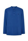 Camiseta Pijama Hombre Manga Larga Tapeta Algodón Lisa - Azul 7527_33
