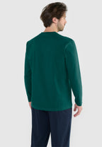 Camiseta Pijama Hombre Manga Larga Tapeta Algodón Lisa - Verde 7529_46