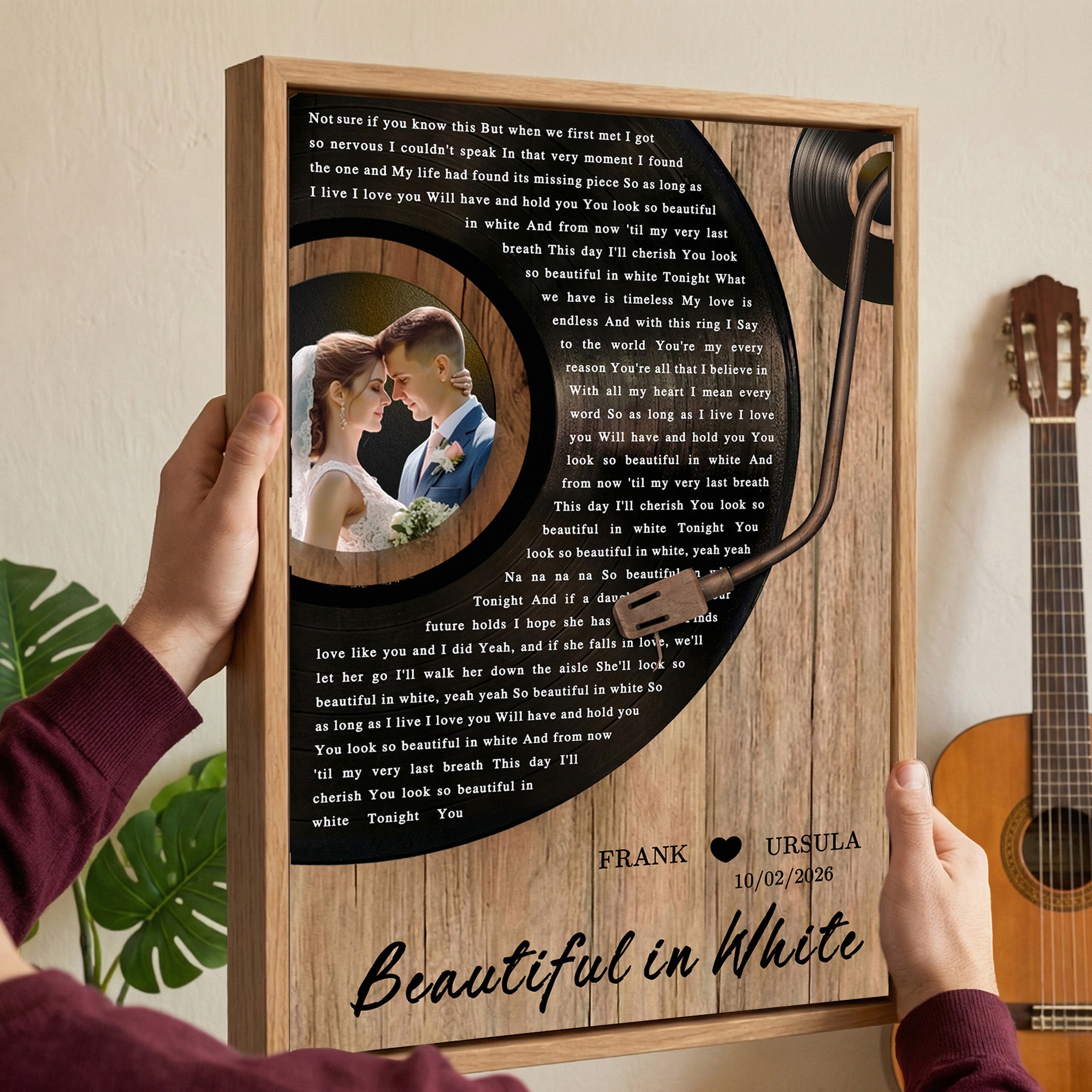 Disco de vinilo personalizado Letra de la canción Imprimir Foto Giclee Impresiones en Lienzo Aniversario de boda Regalo para Pareja