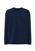 Camiseta Pijama Hombre Manga Larga Tapeta Algodón Lisa - Azul 7530_39