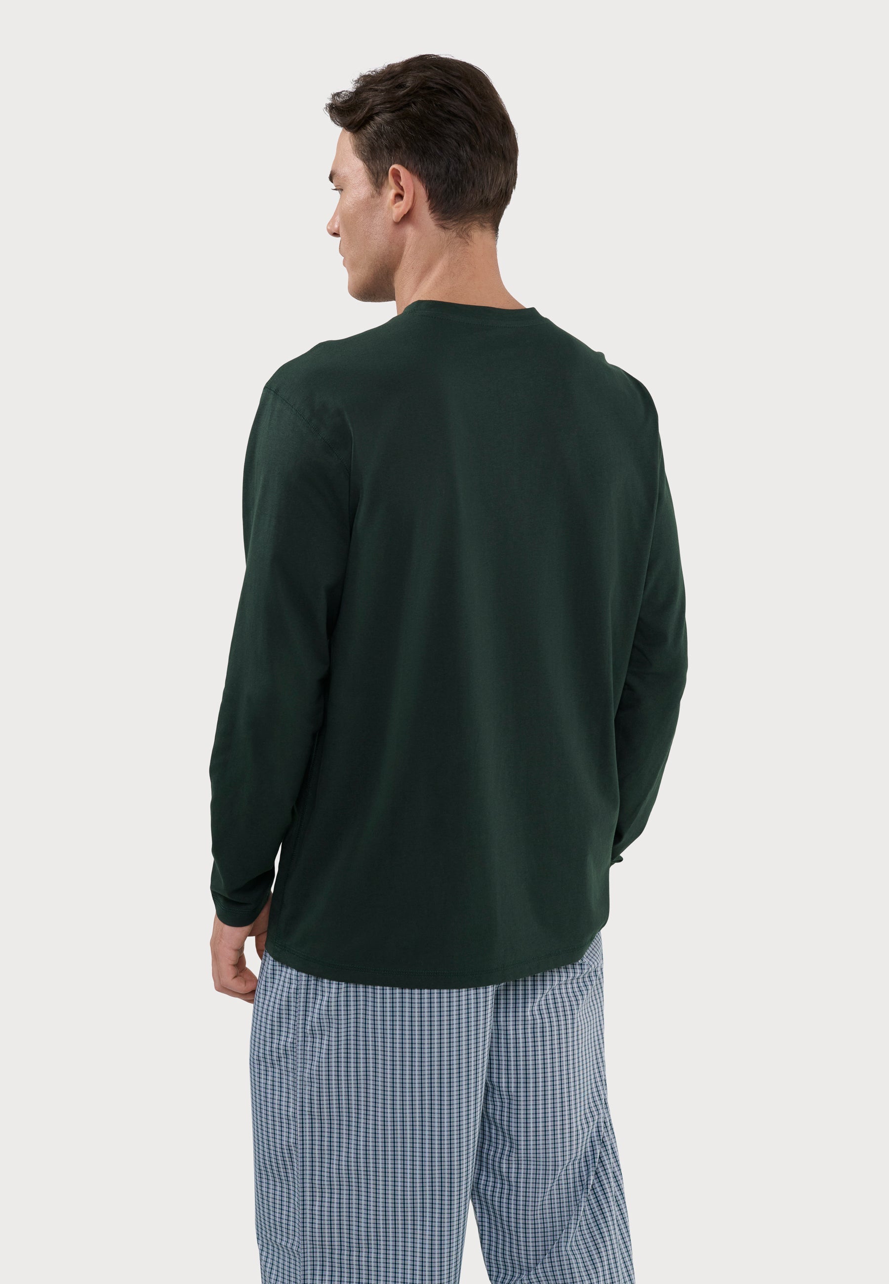 Camiseta Pijama Hombre Manga Larga Tapeta Algodón Lisa - Verde 7532_46