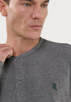 Camiseta Pijama Hombre Manga Larga Tapeta Algodón Lisa - Gris 7533_22
