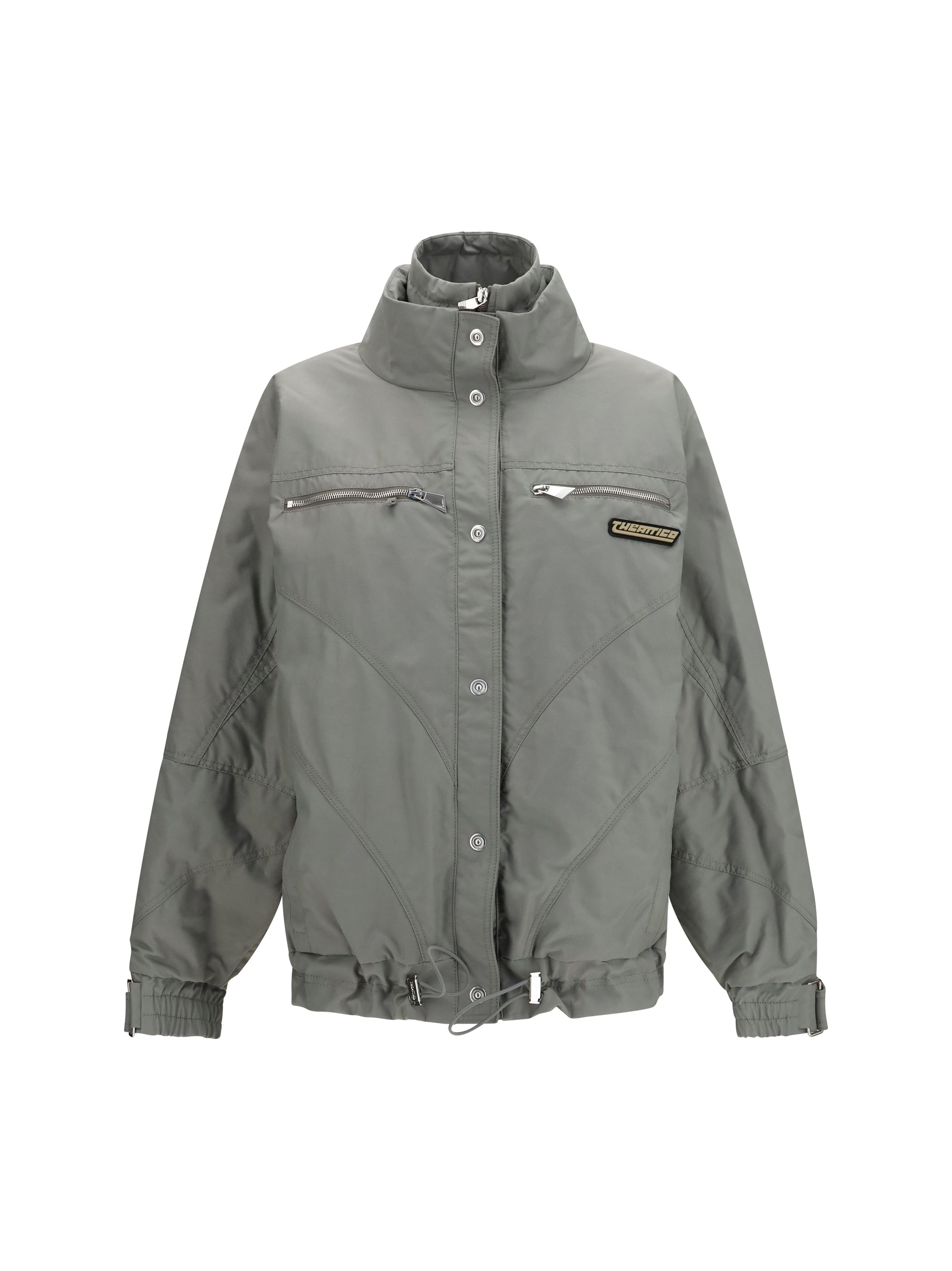 The Attico High-Neck Padded Bomber Jacket — Gray