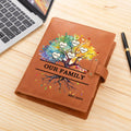 Árbol de la vida arco iris personalizado 2-20 nombres de corazones Cubierta de cuaderno A5 de cuero PU con texto y bolsillo de almacenamiento Regalo de cumpleaños para el Día de la Madre para la famil