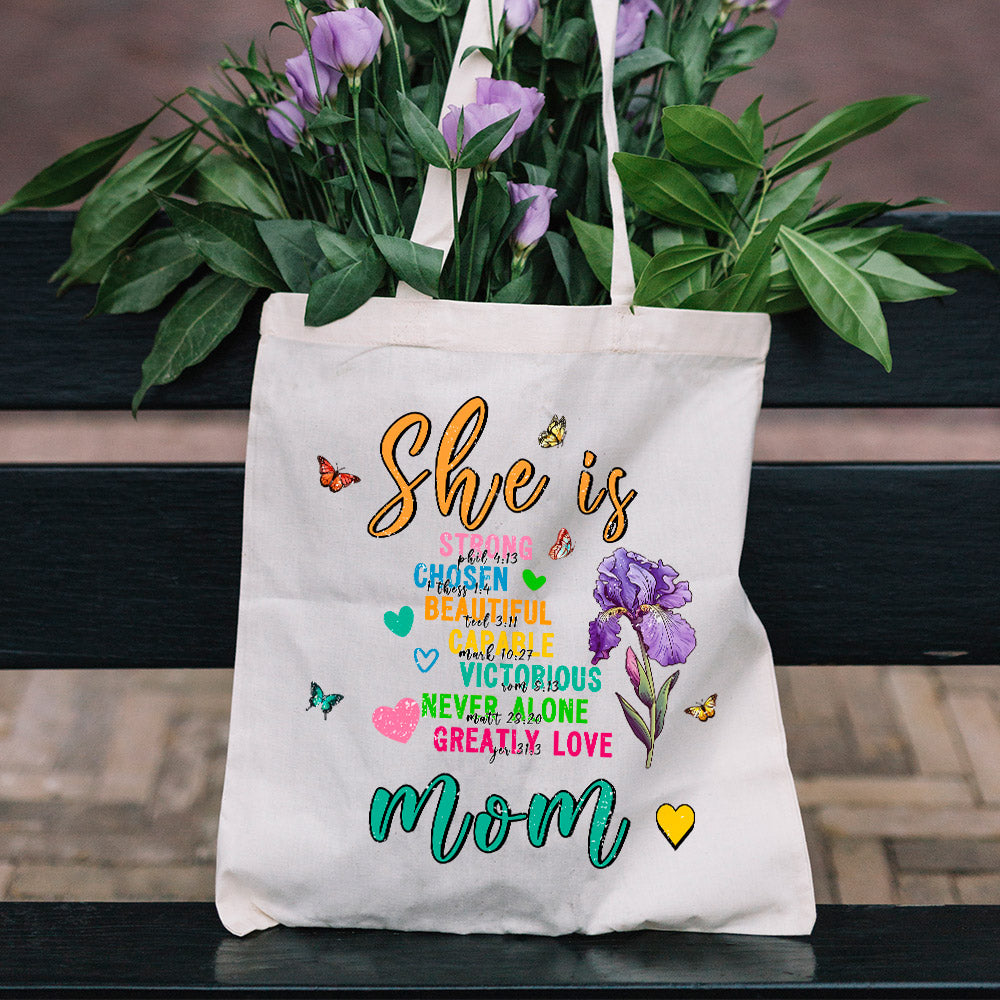 Personalizado Corazón Mariposa Nacimiento Flor Bolsa de Lona Reutilizable con Nombre Accesorios de Viaje Cumpleaños Día de la Madre Regalo para Mamá Abuela