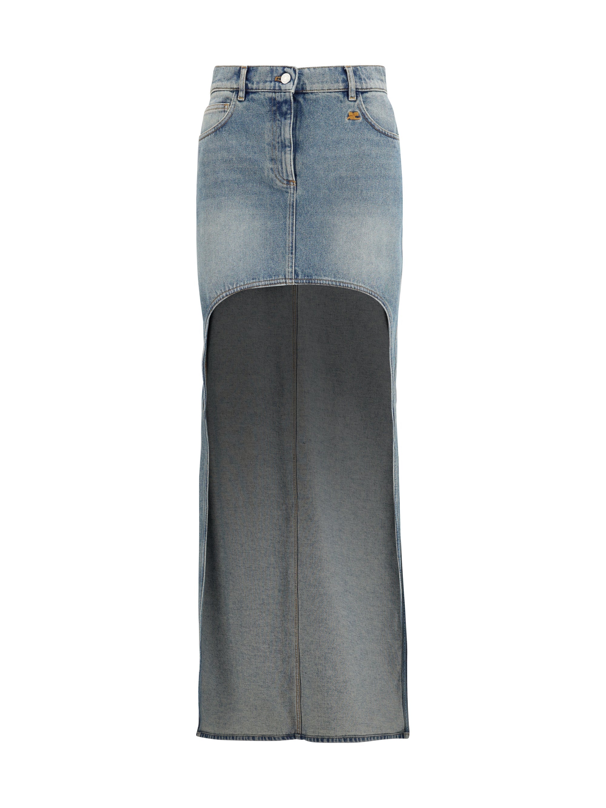 CourrèGes Denim Circle Skirt — Blue
