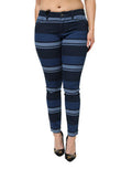 Women's Blue Striped Cotton Stretch Denim Jeans Clothing