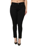 Women's Black Cotton Mid Waist Denim Jeans Clothing