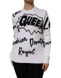 Women's Logo-Intarsia Wool Blend Sweater White Virgin
