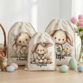 Conejito de Pascua floral personalizado Bolsa de regalo de lona de gran capacidad con cordón y nombre Fiesta de Navidad Regalo para niños Familia