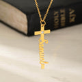 Personalizado Exquisito Birthstone Cruz Collar con Nombre Religioso Mujeres Joyería Cumpleaños Aniversario Bautizo Regalo para Cristiano