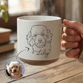 Personalizada Línea de Arte Foto Retrato 12 oz Taza de café de cerámica con asa y nombre Hogar Oficina Drinkware Pet Memorial Gift for Pet Lover