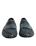 Men's Blue Woven Leather Slip On Loafers Shoes Goat Calf