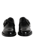 Men's Black Leather Monk Strap Derby Formal Shoes Calf