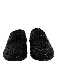 Men's Black Suede Strass Derby Formal Shoes Goat Leather