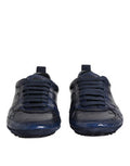 Dark Blue Leather Low Top Men Sneakers Shoes Crocodile