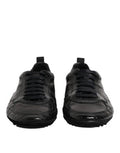 Men's Black Exotic Leather Low Top Sneakers Shoes Crocodile Calfskin