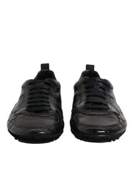 Men's Black Exotic Leather Low Top Sneakers Shoes Crocodile Calfskin