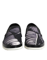 Black Tropical Slip On Men Sneakers Shoes Cotton