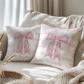 Coquette rosa personalizado arco suave Trow funda de almohada con nombre decoración del hogar regalo de Navidad para MujeresAmigos