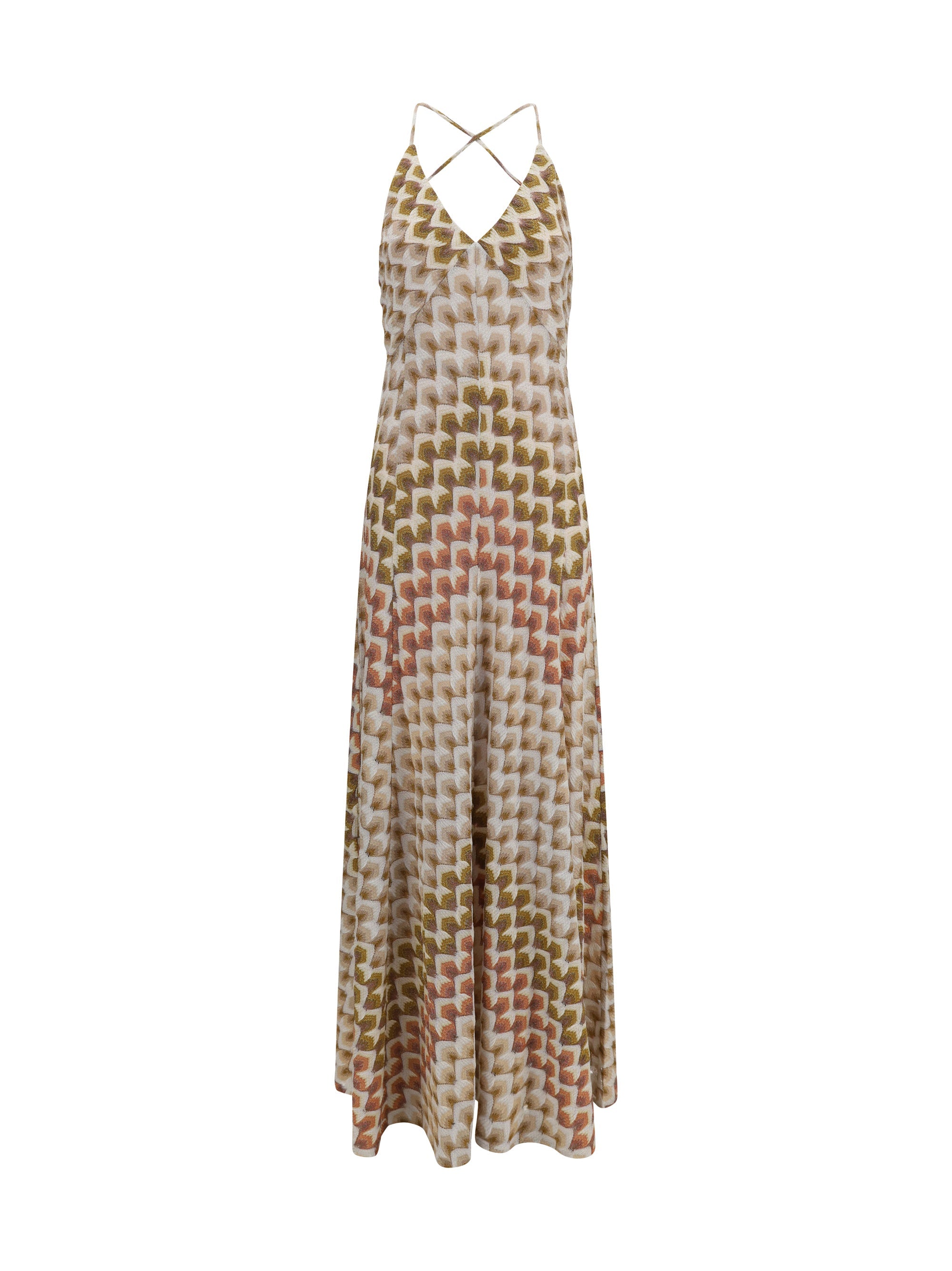 Missoni Lamé Viscose with Crossed Straps Dress — Gold