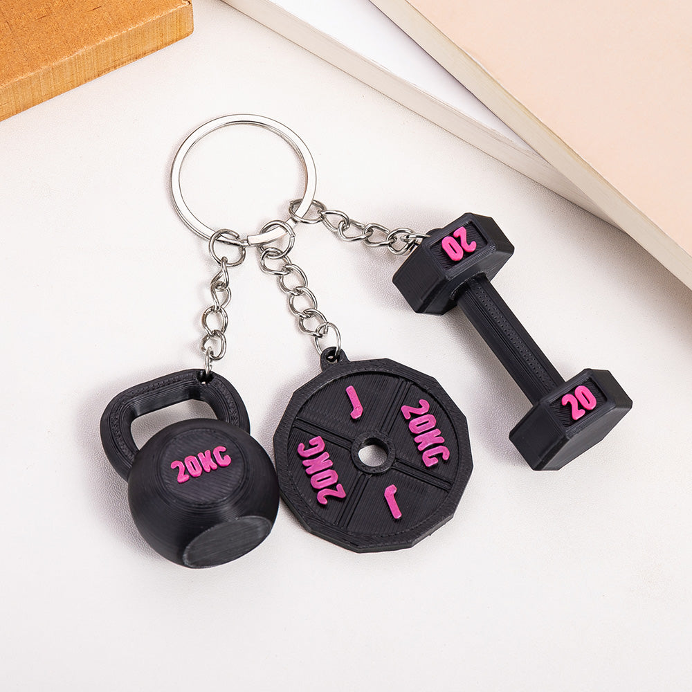 Llavero personalizado en 3D con mancuerna, pesa, plato y llavero con nombre, regalo de cumpleaños, gimnasio y deportes para entusiastas del fitness