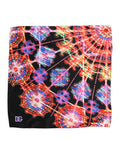 Men's Black Multicolor Print Square Foulard Scarf Silk