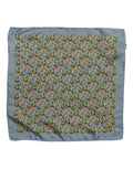 Men's Gray Green Cactus Print Square Foulard Scarf And Silk