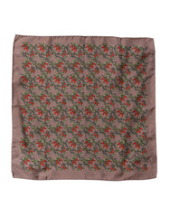 Brown Chilis Silk Square Men Foulard Scarf