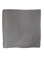 Gray Black Silk Square Women Foulard Scarf