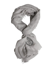 Men's Cashmere-Silk Logo Scarf Gray