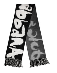 Men's Logo-Intarsia Cashmere Scarf Black