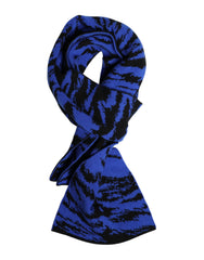 Men's Logo-Jacquard Virgin Wool Scarf Blue