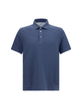 Brunello Cucinelli Short-Sleeve Cotton Polo Shirt — Navy