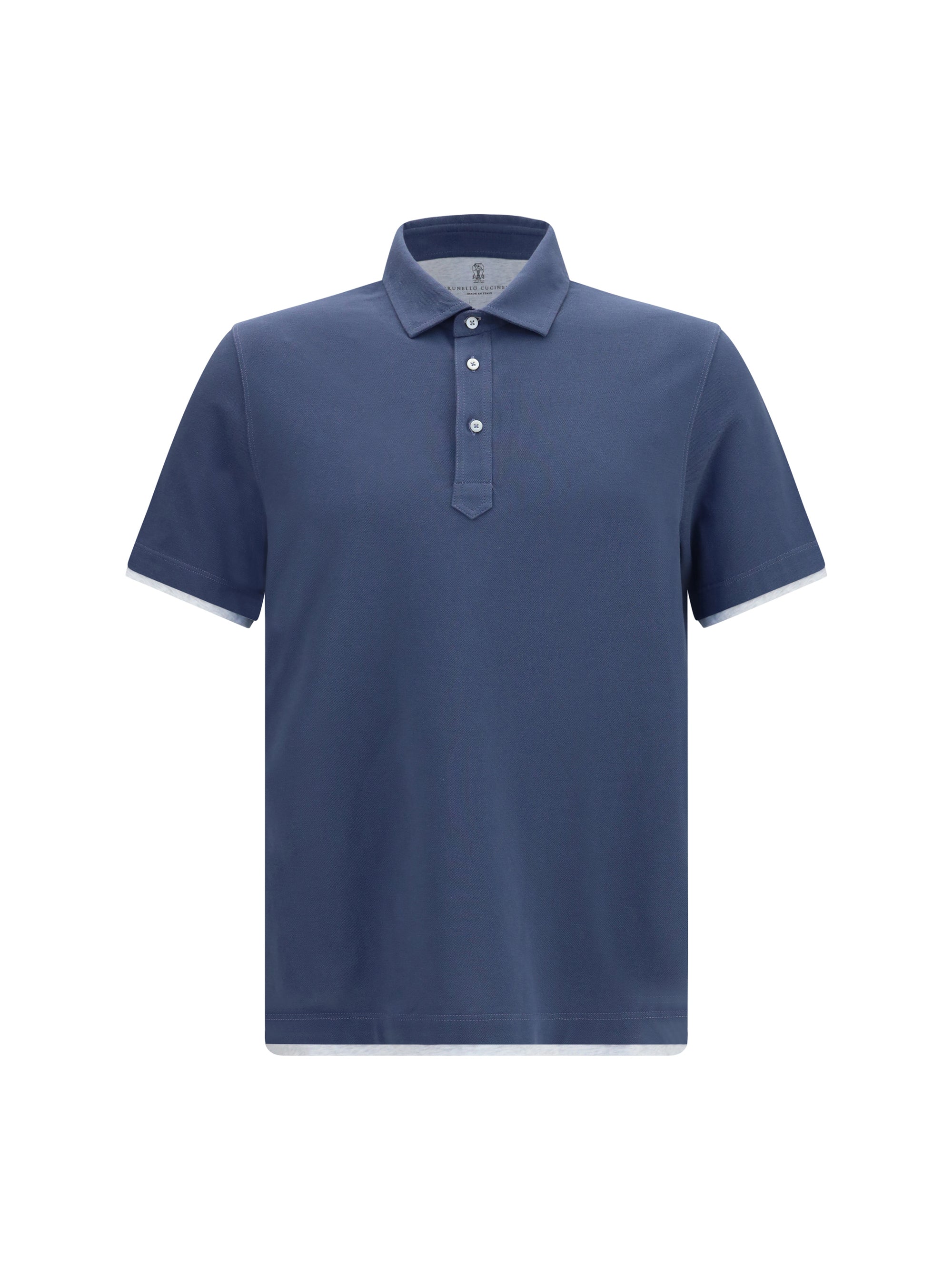 Brunello Cucinelli Short-Sleeve Cotton Polo Shirt — Navy