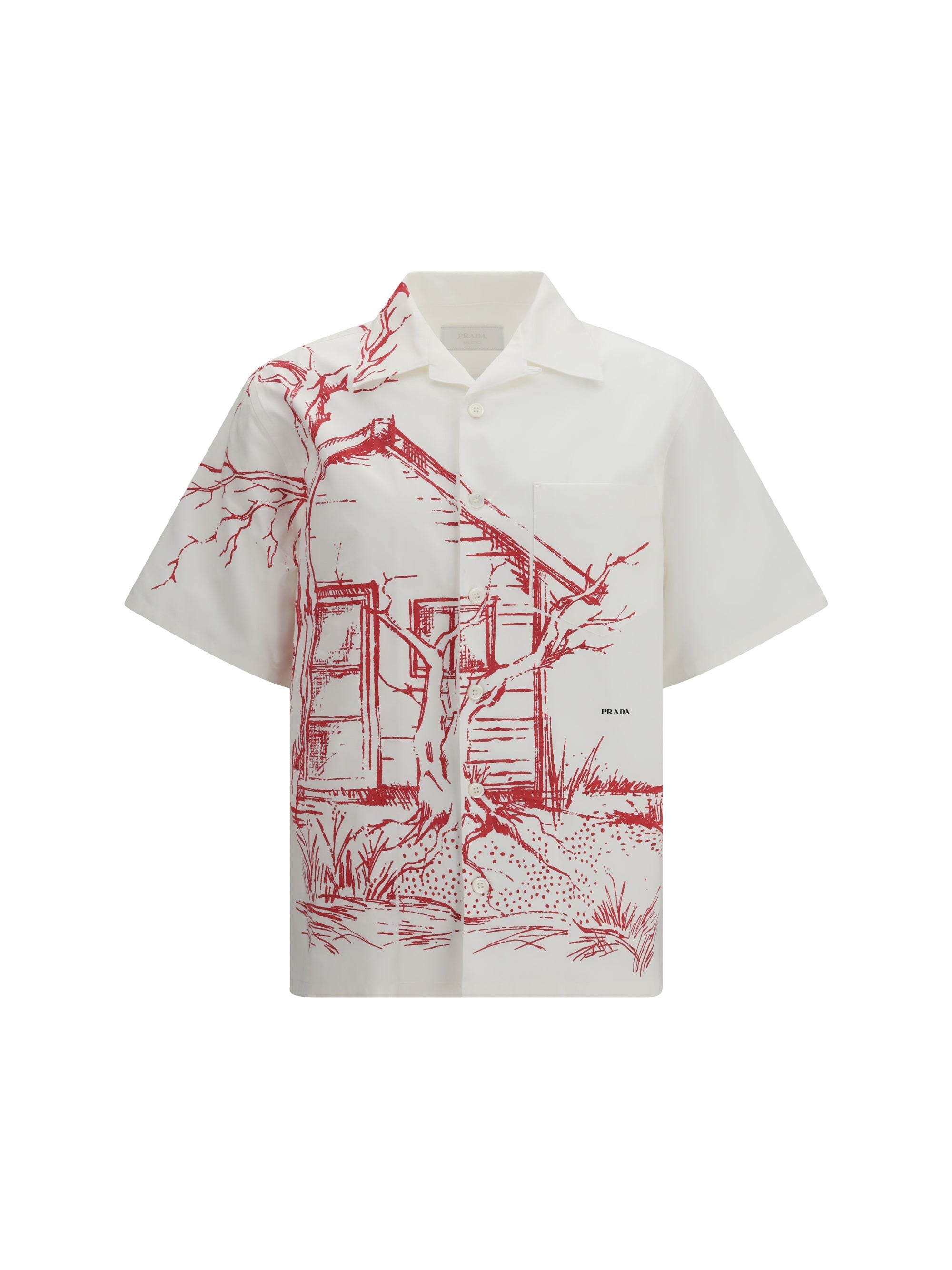 Prada Cabin Print Shirt — White