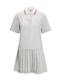 Thom Browne Cotton Striped Polo Polo Dress — Gray