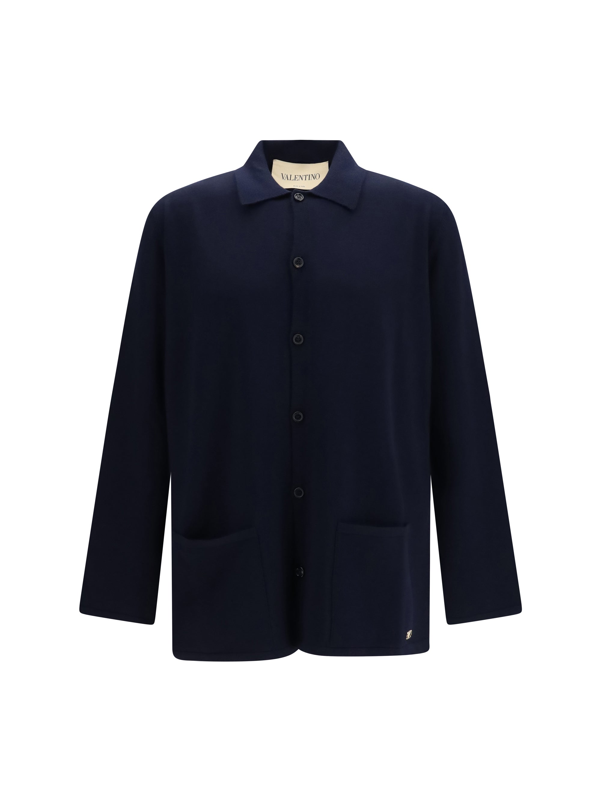 Valentino Merino Wool VLogo Cardigan — Navy