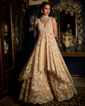 Nude High-Low Sharara Set By KYNAH, Luxury Indian Fashion & Bridal Wear