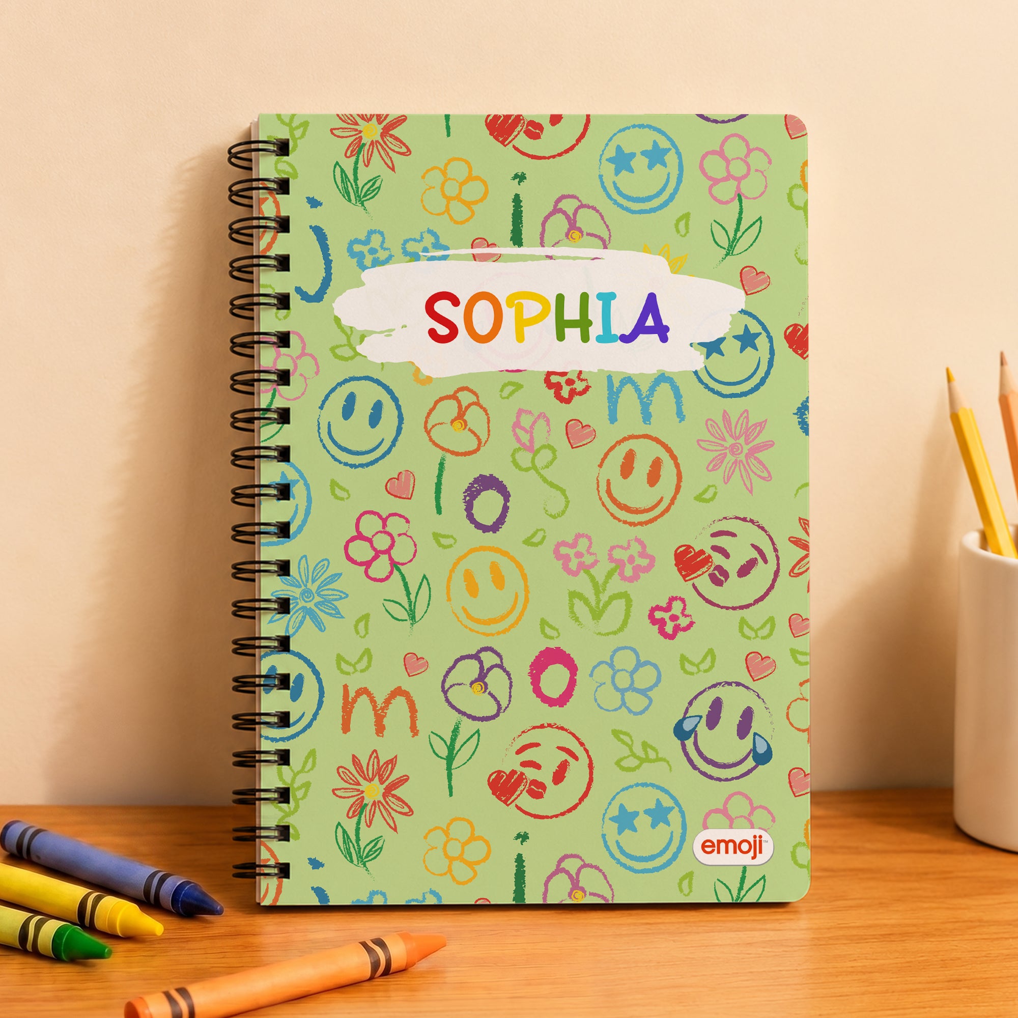 Personalizado colorido emoji mezcla A5 espiral diario cuaderno con nombre uso diario regalo de cumpleaños para niños | Callie × emoji ™