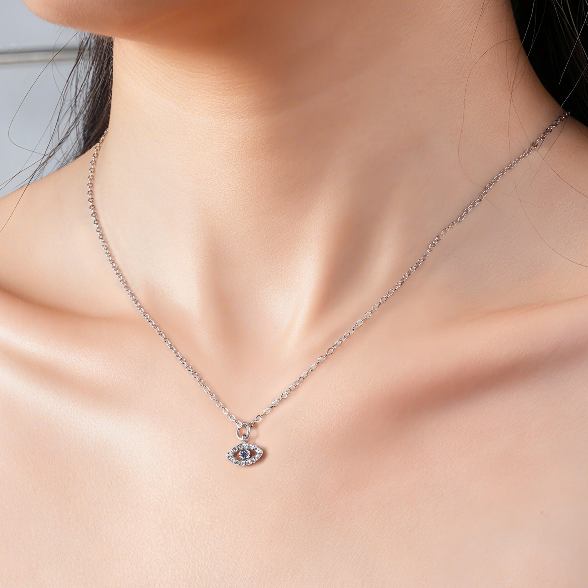 Personalizado Minimalista Birthstone Evil Eye Collar Joyería de Protección Cumpleaños Aniversario Regalo para Mujeres