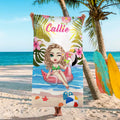 Personalizada Plantas Tropicales Personaje de dibujos animados Secado rápido Toalla de playa de gran tamaño con nombre Vacaciones de verano Fiesta Cumpleaños Regalo para Mujeres Niñas