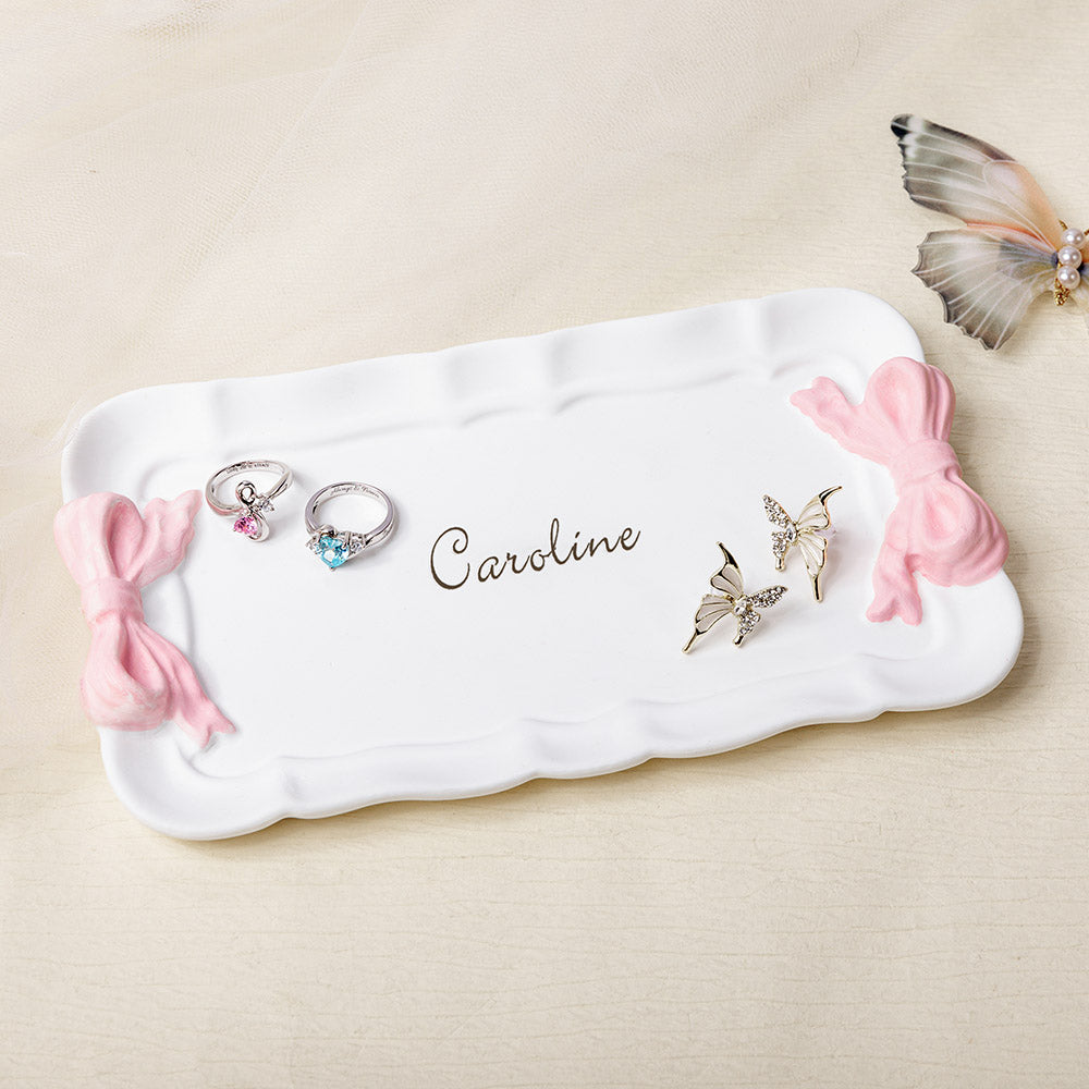 Personalizada Crema Textura Arcos Rosa Nombre Baratija Joyería Plato Estética Decoración para el Hogar Dama de honor Cumpleaños Regalo para Mujeres Niñas