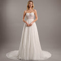 Bridal Wedding Dress Ivory Sleeveless Long V-Neck Ball-Gown Princess Sequin