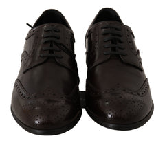 Women's Brown Leather Broques Oxford Wingtip Shoes