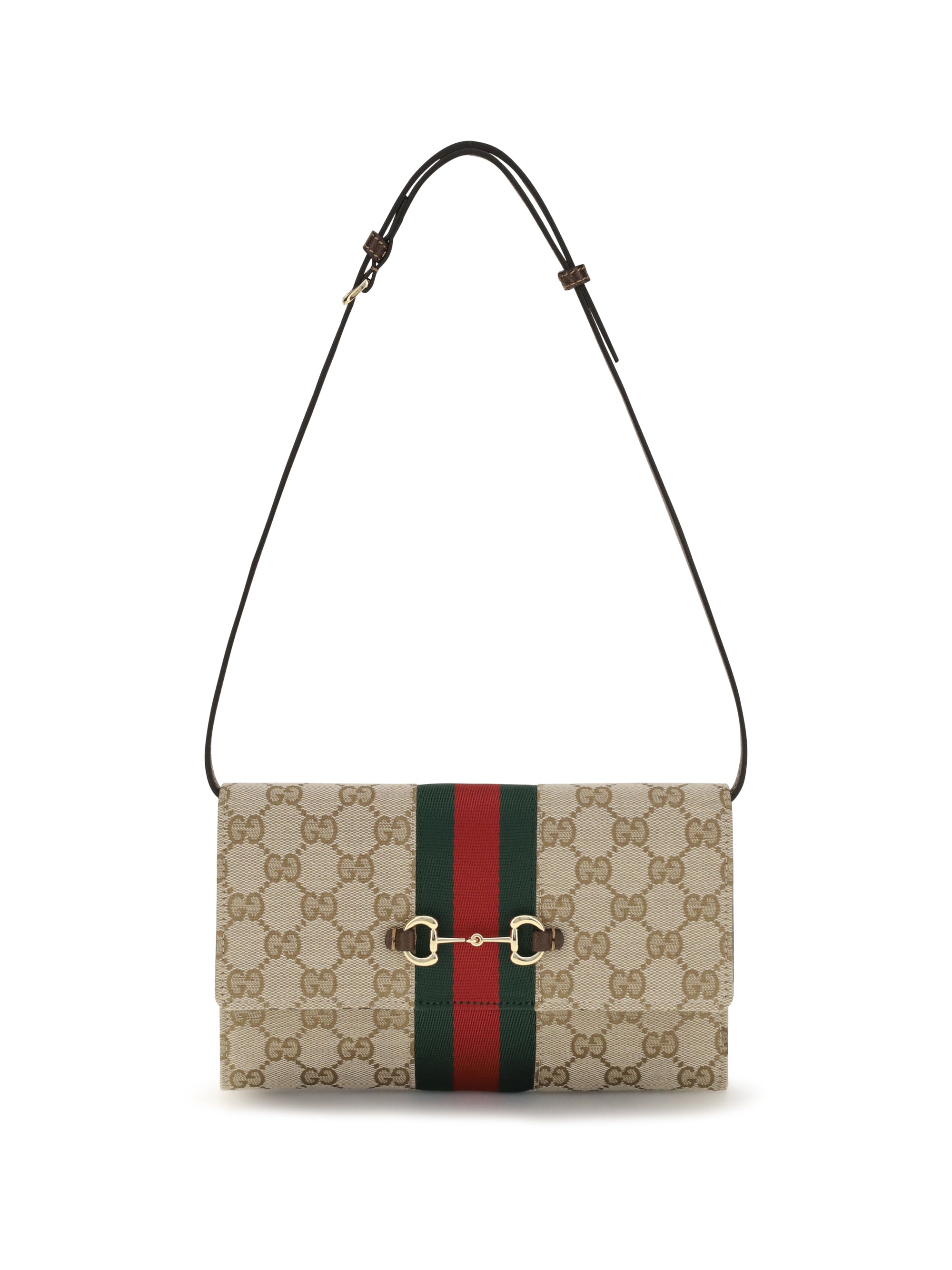 Gucci Horsebit Web Wallet — Beige