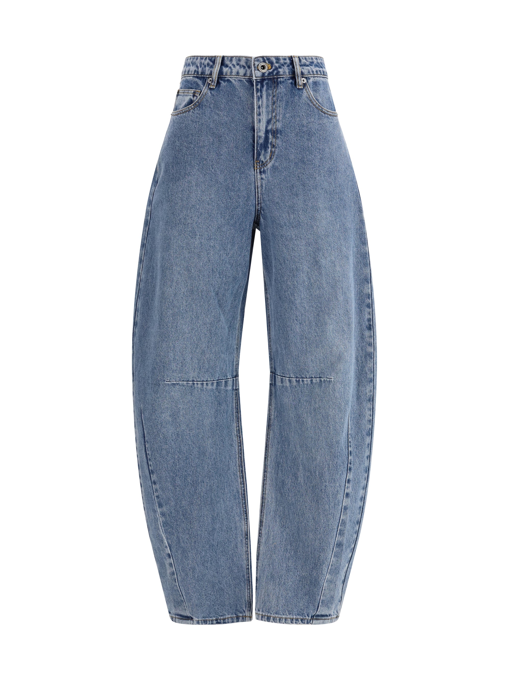Self-Portrait Barrel-Leg Denim Jeans — Blue